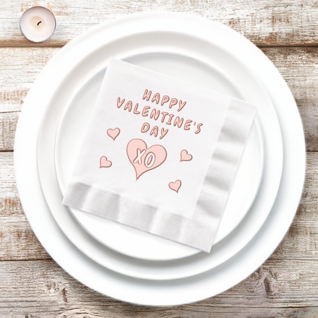 Happy Valentine's Day Hearts Muster Servietten Mit Folie (InSitu)