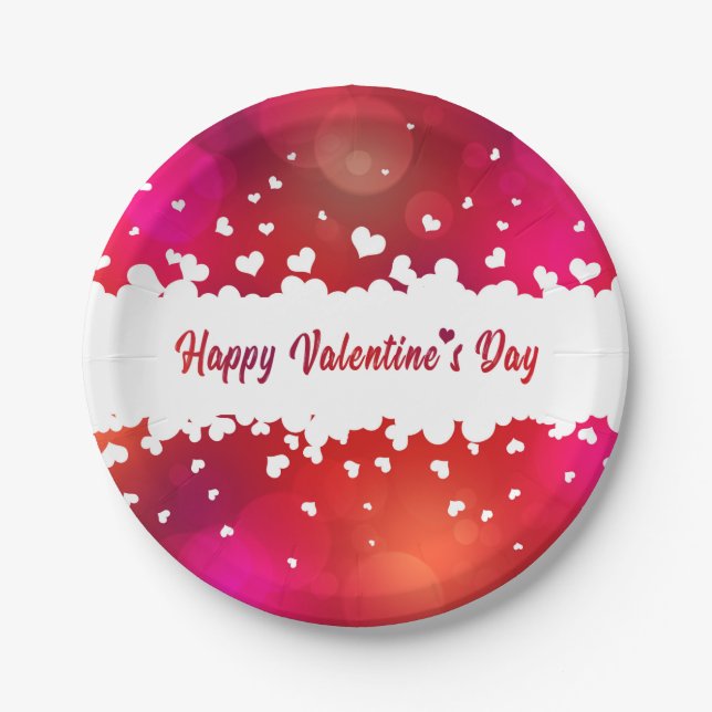 Happy Valentine's Day Hearts - Paper Plate Pappteller (Vorderseite)