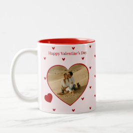 Happy Valentine's Day Hearts Red Pink Photo Zweifarbige Tasse