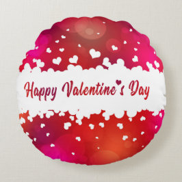 Happy Valentine's Day Hearts - Rundkissen Rundes Kissen