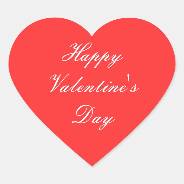 Happy Valentine's Day Herz-Aufkleber (Vorderseite)
