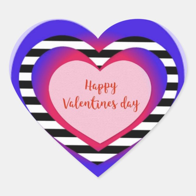 Happy Valentine's Day Herz-Aufkleber (Vorderseite)
