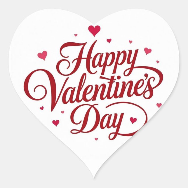 Happy Valentine's Day Herz-Aufkleber (Red Font Happy Valentine's Day Heart Stickers)
