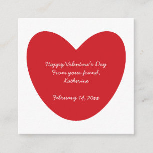 Happy Valentine's Day Herz Kinder Klassenzimmer na Begleitkarte