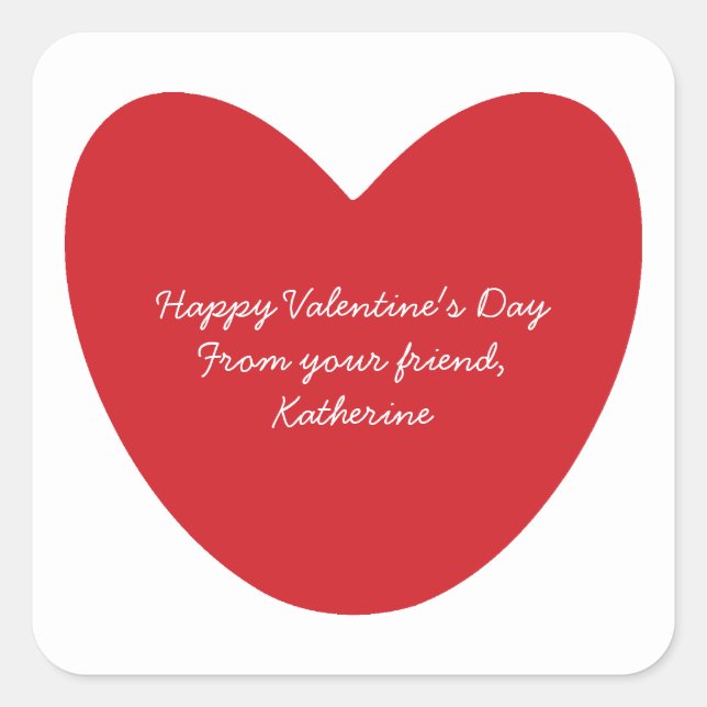 Happy Valentine's Day Herz Kinder Klassenzimmer na Quadratischer Aufkleber (Vorderseite)