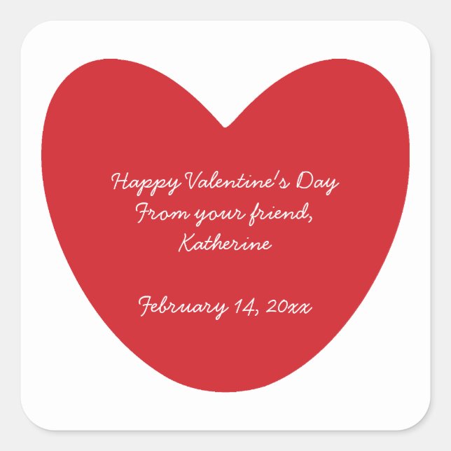 Happy Valentine's Day Herz Kinder Klassenzimmer na Quadratischer Aufkleber (Vorderseite)