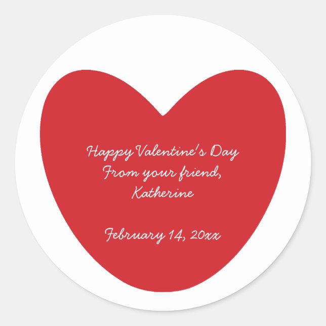 Happy Valentine's Day Herz Kinder Klassenzimmer na Runder Aufkleber (Vorderseite)