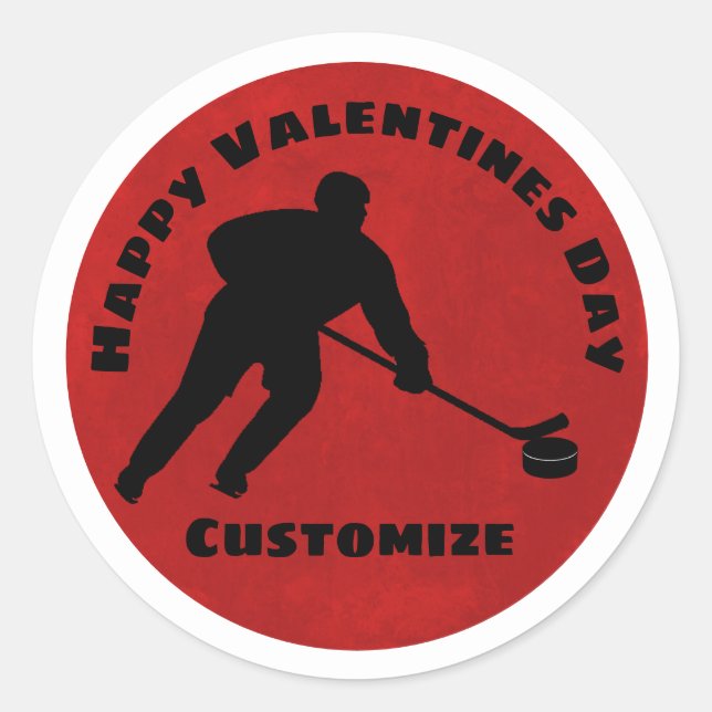 Happy Valentines Day Hockey Player Sticker (Vorderseite)