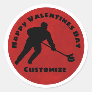Happy Valentines Day Hockey Player Sticker
