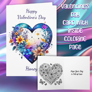 Happy Valentine's Day Honey   Farbseite Karte
