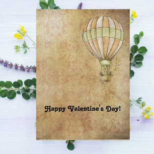 Happy Valentine's Day Hot Air Ballon Steampunk Feiertagskarte