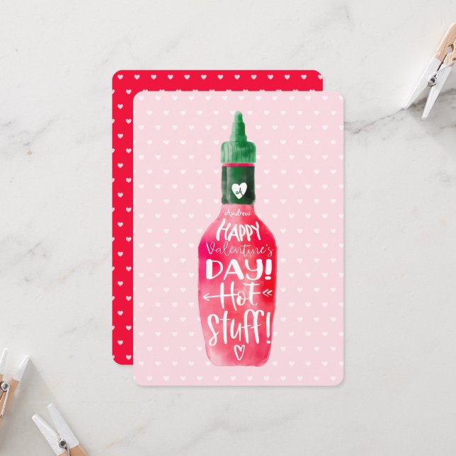 Happy Valentine's Day Hot Suff | Heißsauce Flasche (Vorderseite/Rückseite Beispiel)