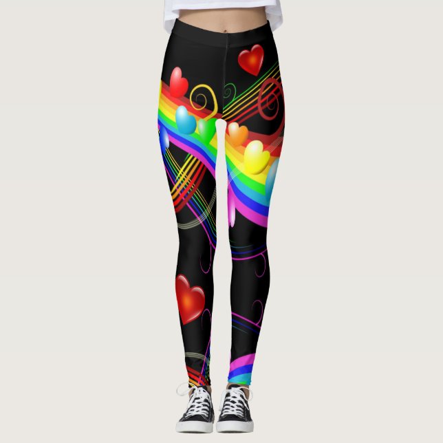 Happy Valentine's Day Hübsch Hearts Color Pop Leggings (Vorderseite)