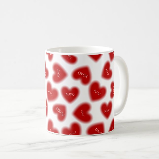 Happy Valentines Day Hugs and Kisses Modern  Kaffeetasse (VorderseiteRechts)