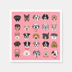 Happy Valentines Day Hund Gesicht Muster Serviette