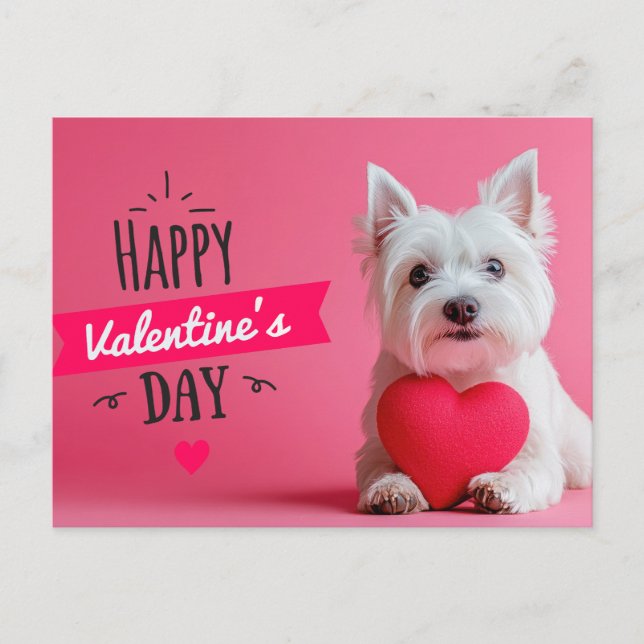 Happy Valentine's Day Hund Postkarte (Vorderseite)