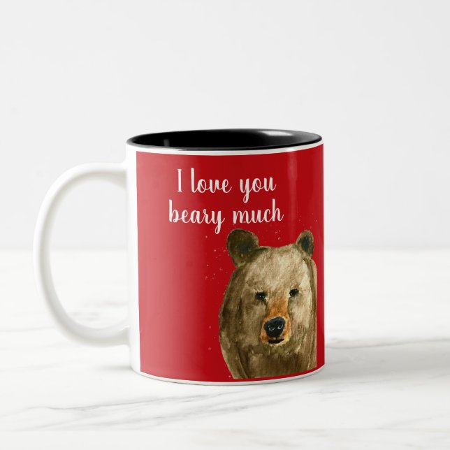 Happy Valentine's Day I Liebe Sie beary viel Zweifarbige Tasse (Links)