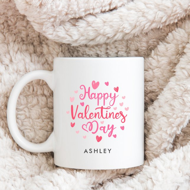 Happy Valentine's Day Individuelle Name Liebe Herz Kaffeetasse (Von Creator hochgeladen)