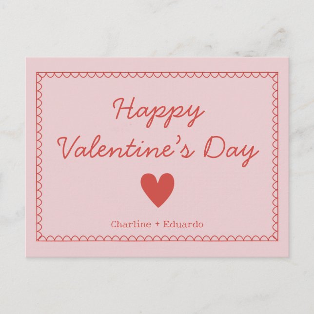 Happy Valentines Day Individuelle Name Postkarte (Vorderseite)