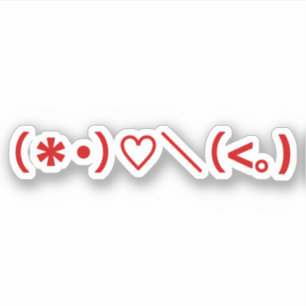Happy Valentine's Day / Japanische Emoticons Aufkleber