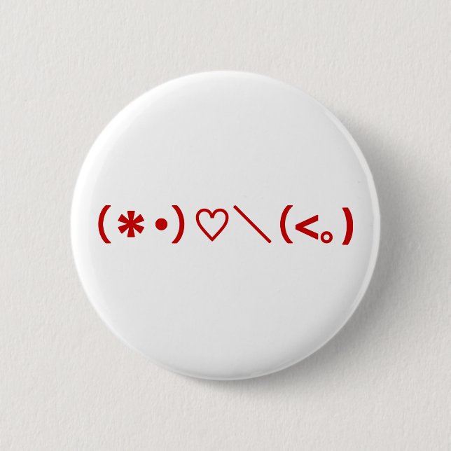 Happy Valentine's Day / Japanische Emoticons Button (Vorderseite)