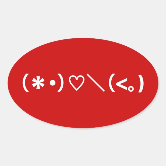 Happy Valentine's Day / Japanische Emoticons Ovaler Aufkleber (Vorderseite)