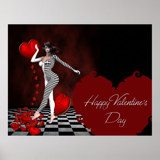Happy Valentine's Day - Jester Fantasy Print Poster (Vorne)