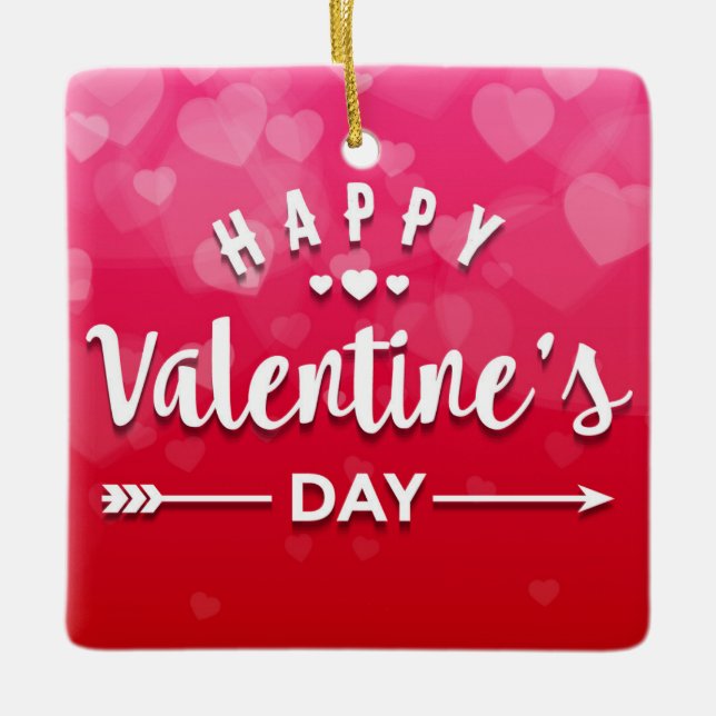 Happy Valentine's Day Keramikornament (Vorderseite)