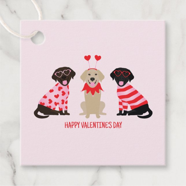 Happy Valentines Day Labrador Retriever Hunde Geschenkanhänger (Vorderseite)