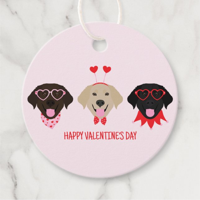 Happy Valentines Day Labrador Retriever Hunde Geschenkanhänger (Vorderseite)