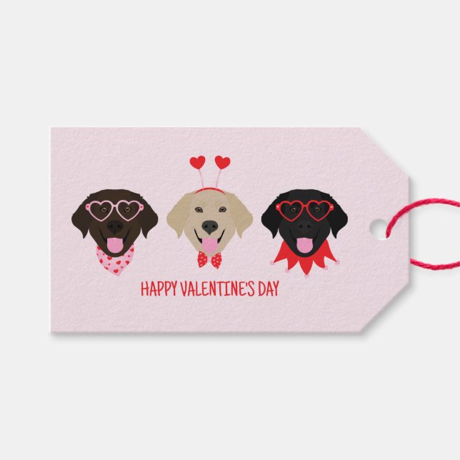 Happy Valentines Day Labrador Retriever Hunde Geschenkanhänger (Vorderseite (Horizontal))