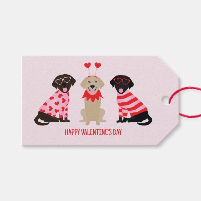 Happy Valentines Day Labrador Retriever Hunde Geschenkanhänger (Vorderseite (Horizontal))