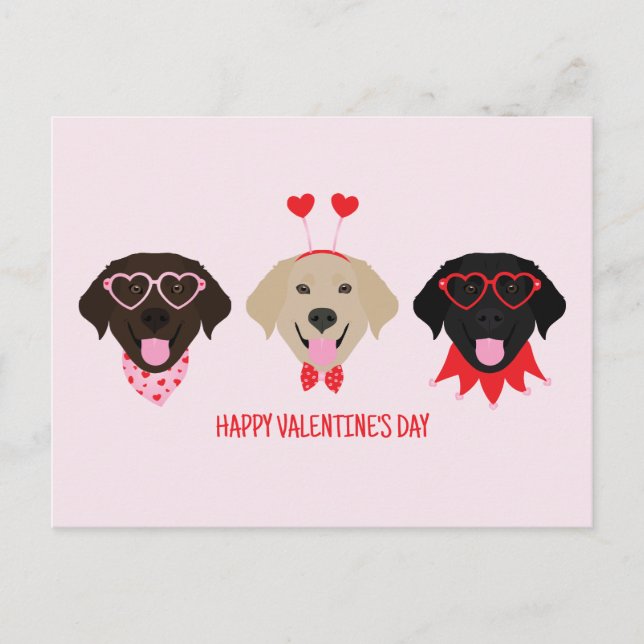 Happy Valentines Day Labrador Retriever Hunde Postkarte (Vorderseite)