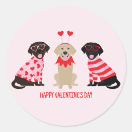 Happy Valentines Day Labrador Retriever Hunde Runder Aufkleber