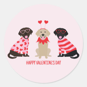 Happy Valentines Day Labrador Retriever Hunde Runder Aufkleber