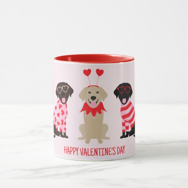 Happy Valentines Day Labrador Retriever Hunde Tasse (Zentrum)