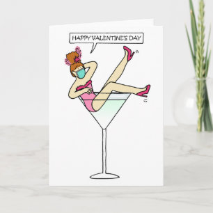 Happy Valentine's Day Lady in a Face Mask Karte