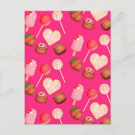 Happy Valentine's Day Leckereien und Candy Muster Postkarte
