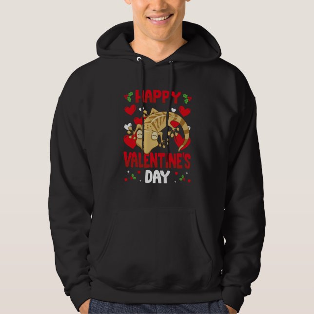 Happy Valentines Day Leopard Gecko Heart Love Anim Hoodie (Vorderseite)