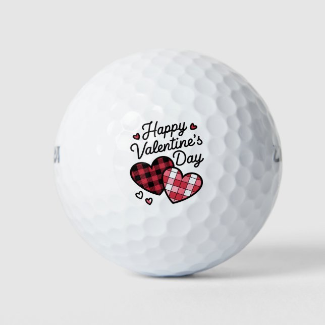 Happy Valentines Day Leopard Karierte Liebe Herz Golfball (Vorderseite)