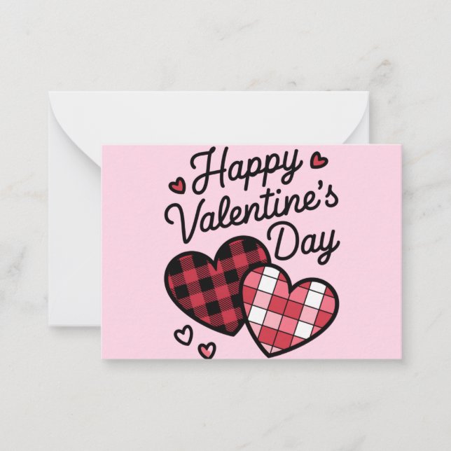 Happy Valentines Day Leopard Karierte Liebe Herz Mitteilungskarte (Vorderseite)