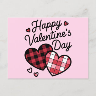 Happy Valentines Day Leopard Karierte Liebe Herz Postkarte