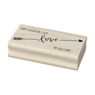 Happy Valentine's Day Liebe Arrow Personalisiert Gummistempel