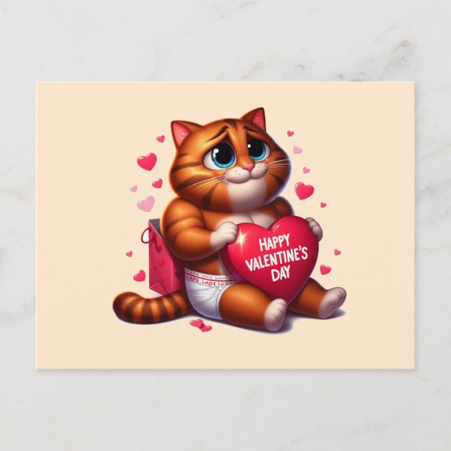 Happy Valentines Day Liebe Cat Postkarte (Vorderseite)