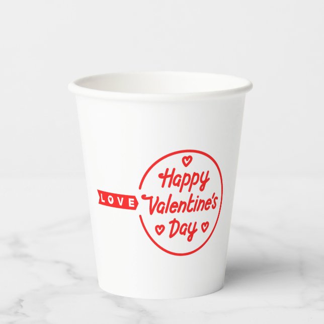 Happy Valentine's Day Liebe Paper Cups Pappbecher (Vorderseite)