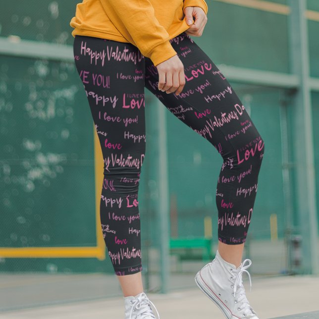 Happy Valentine's Day Liebe Script Geschenk Leggings (Von Creator hochgeladen)