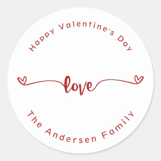 Happy Valentine's Day Liebe Script Holiday Runder Aufkleber (Vorderseite)