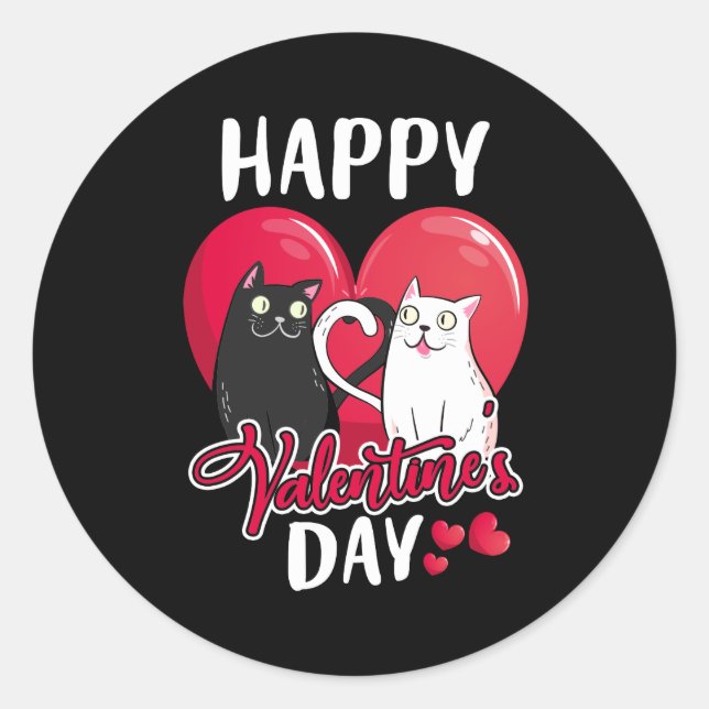 Happy Valentine's day Liebhaber von Katzen Geschen Runder Aufkleber (Vorderseite)