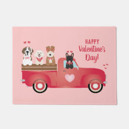 Happy Valentines Day Lieferwagen LKW Liebe Hunde Fußmatte