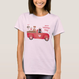 Happy Valentines Day Lieferwagen LKW Liebe Hunde T-Shirt